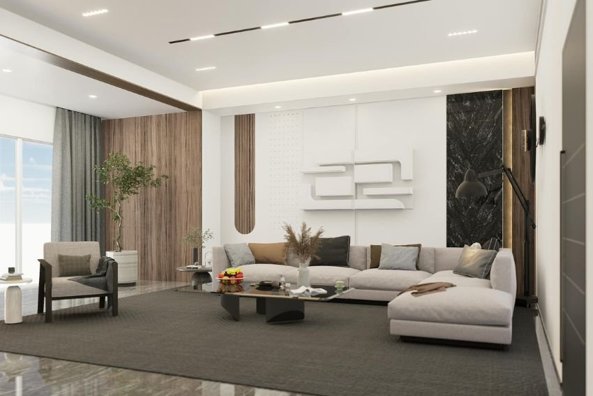 Living Room with Minimalist wall decor