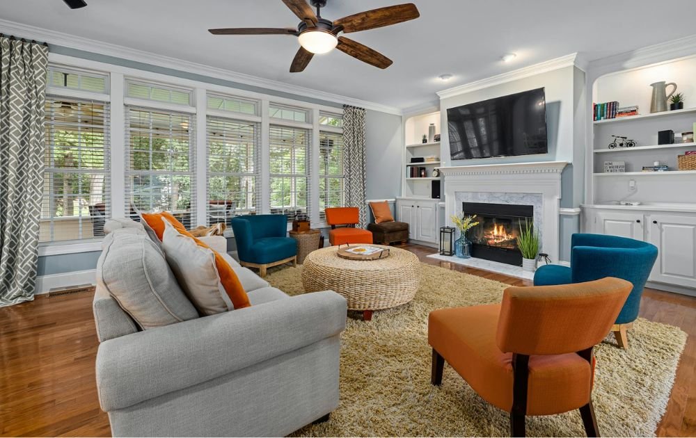 Living room with smaller scale furniture