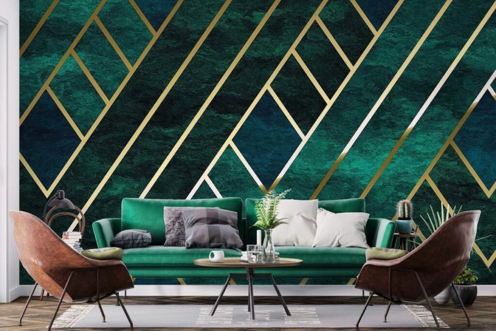 Modern 3D wallpaper living room