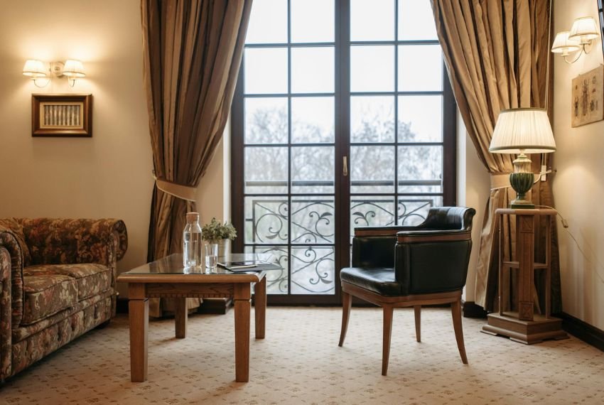 Living room velvet curtains