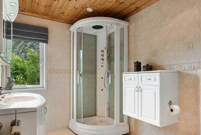 green board wood bathroom ceiling