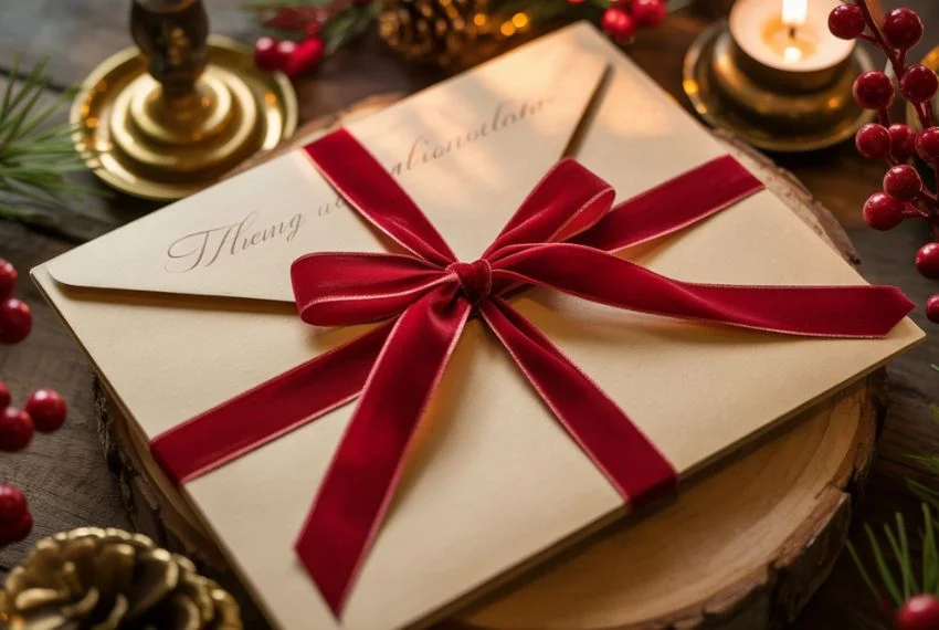 Handwritten letter with red ribbon