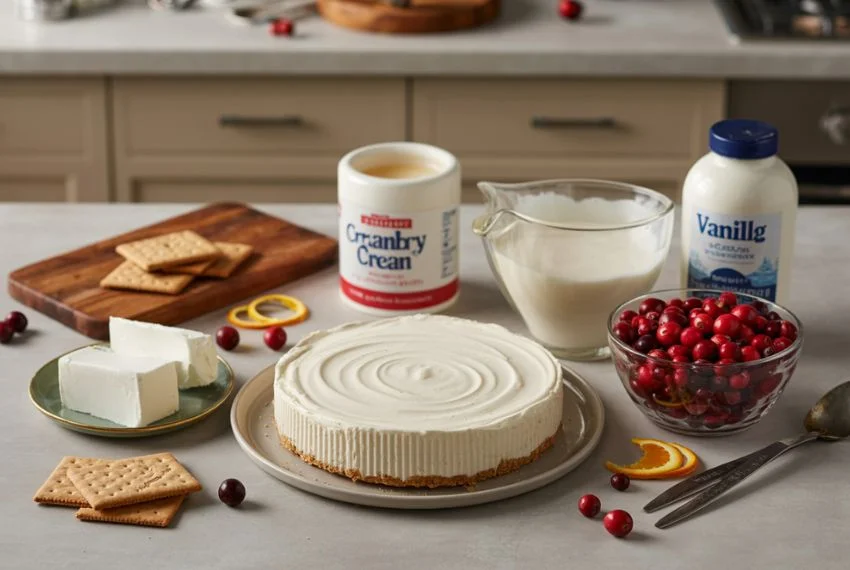 Ingredients for no bake cranberry cheesecake