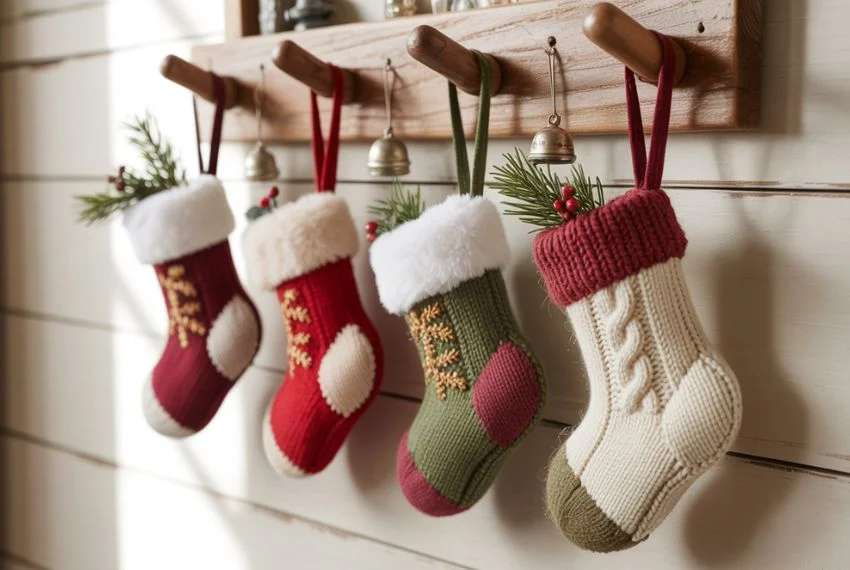 Mini stockings on a wall or shelf