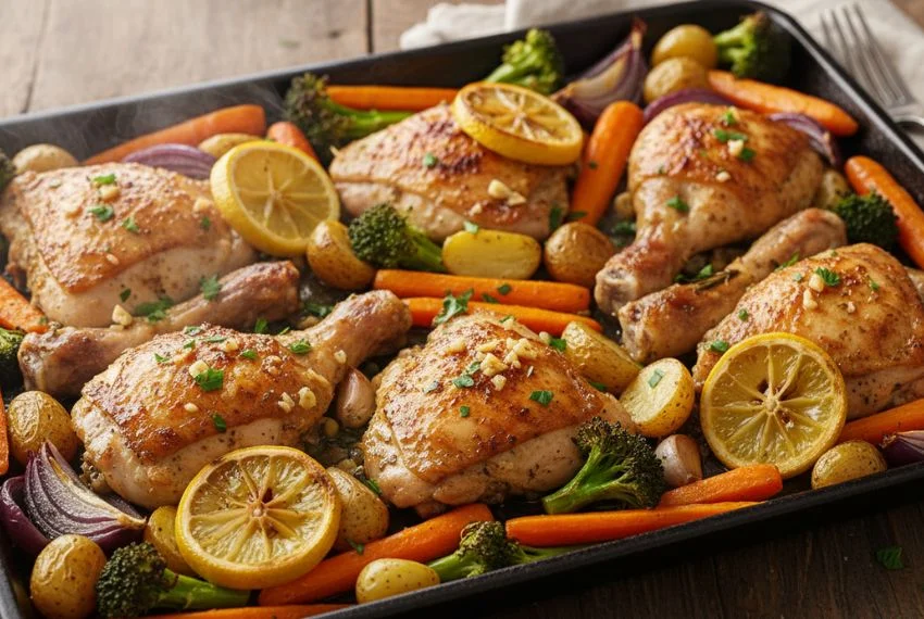 One-Pan Lemon Garlic Chicken with Vegetables