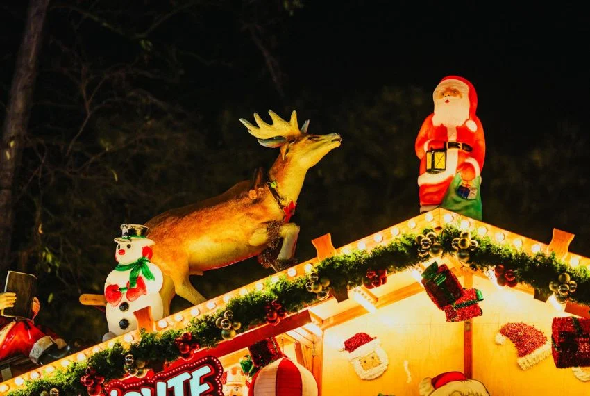 Santa and Reindeer Outdoor Christmas Decorations