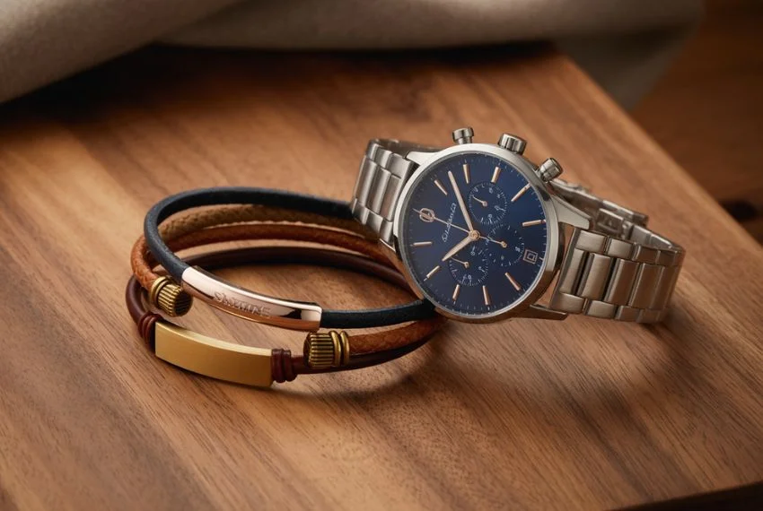 Stylish watch and bracelets