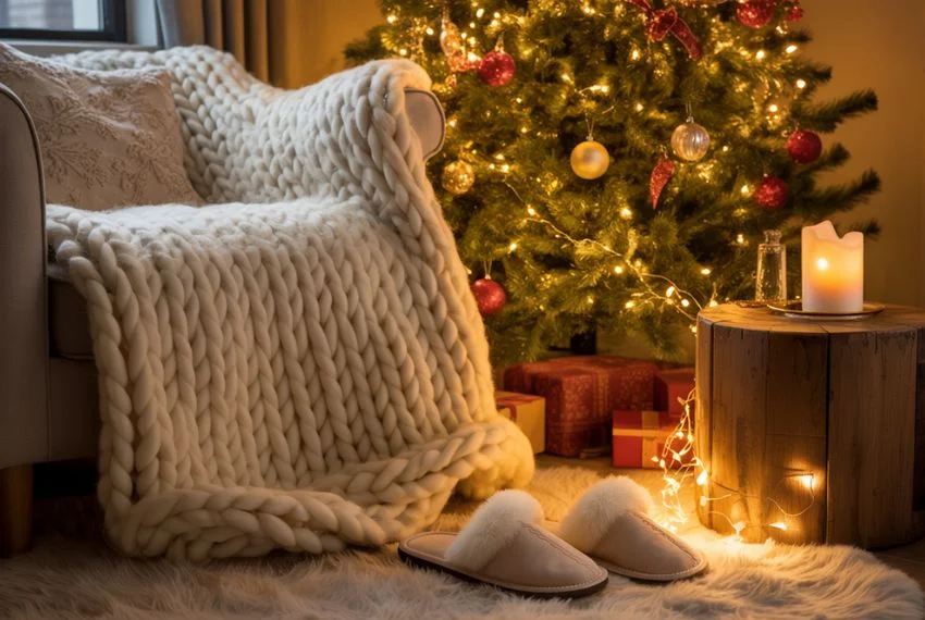 Weighted blanket and slippers