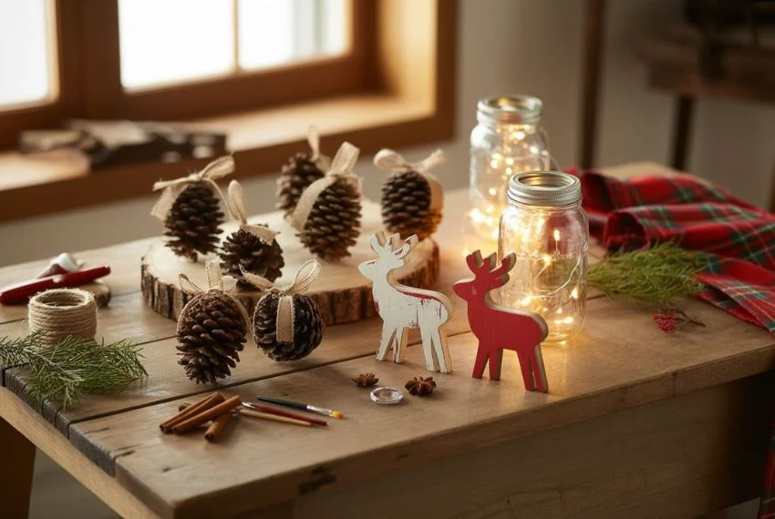 Minimalist farmhouse Christmas décor.