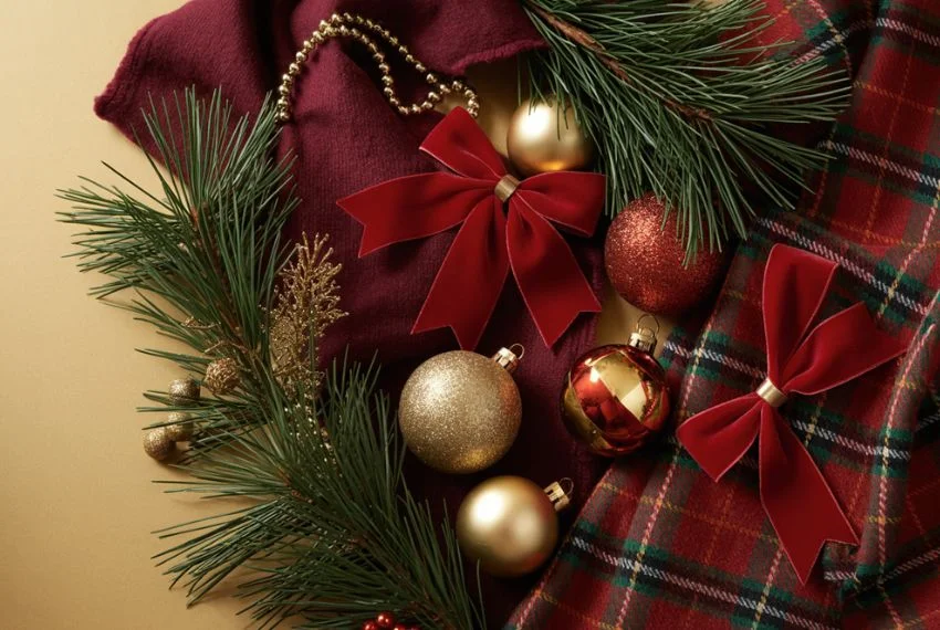 flat lay of Ralph Lauren Christmas colour palette