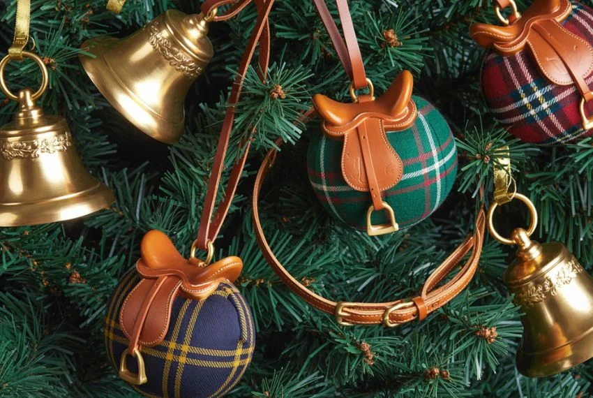 ornaments styled in Ralph Lauren christmas tree
