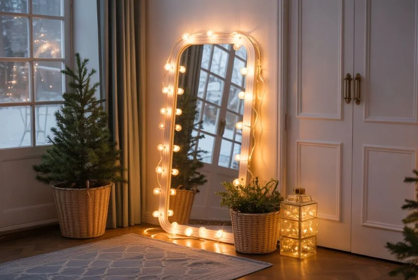 Add Warm Fairy Lights Around the Mirror