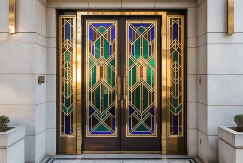 Art Deco Stained Glass Front Door