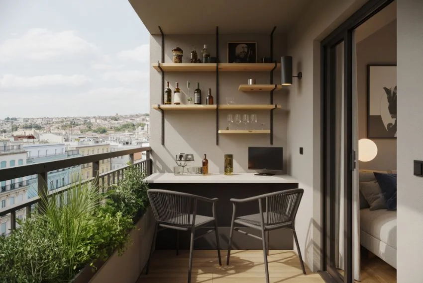 Balcony Bar Ideas with Smart Storage