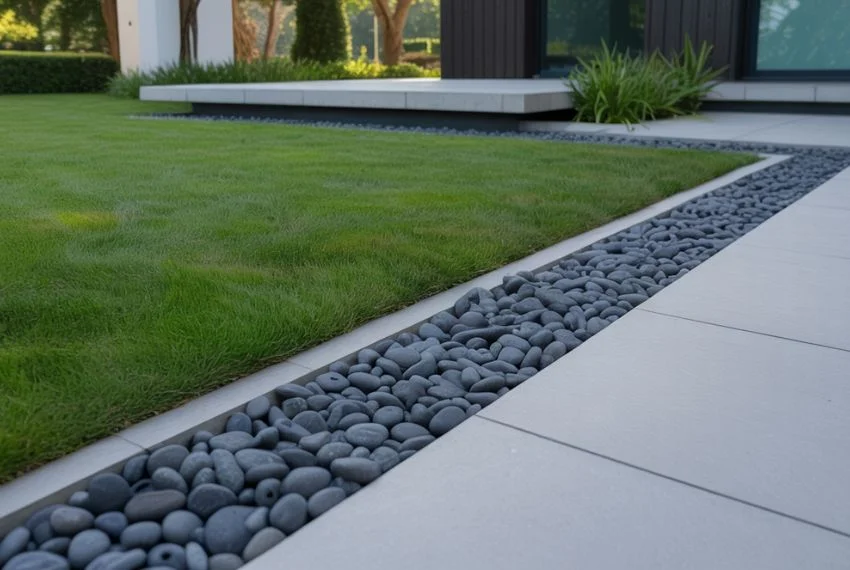 Black River Rock Borders for Lawns and Walkways