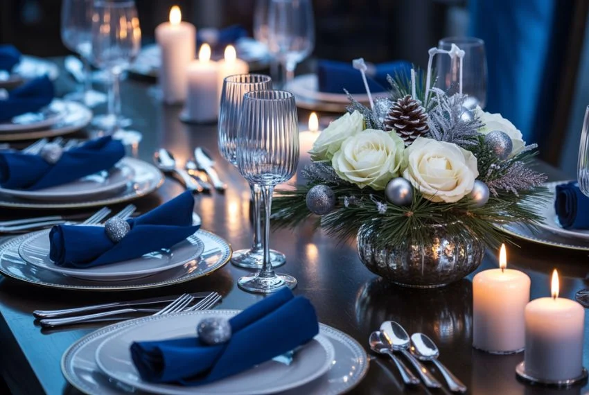 Blue Table Setting Ideas for Holiday Dinners