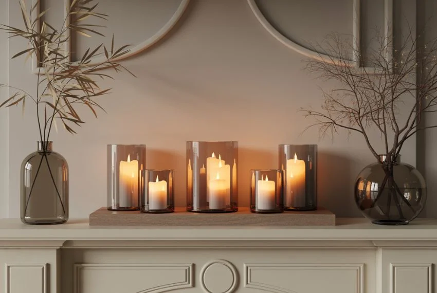 Candle-Centred Winter Mantel Decor Ideas