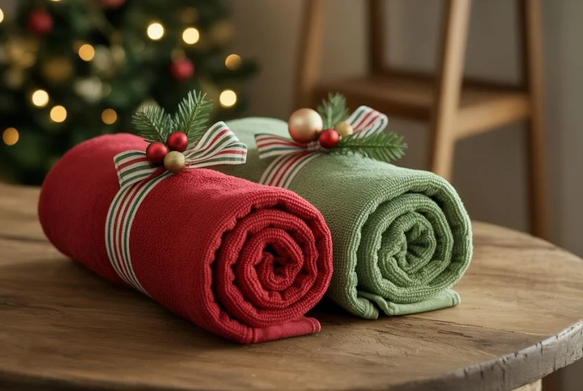 Christmas-Themed Towel Display