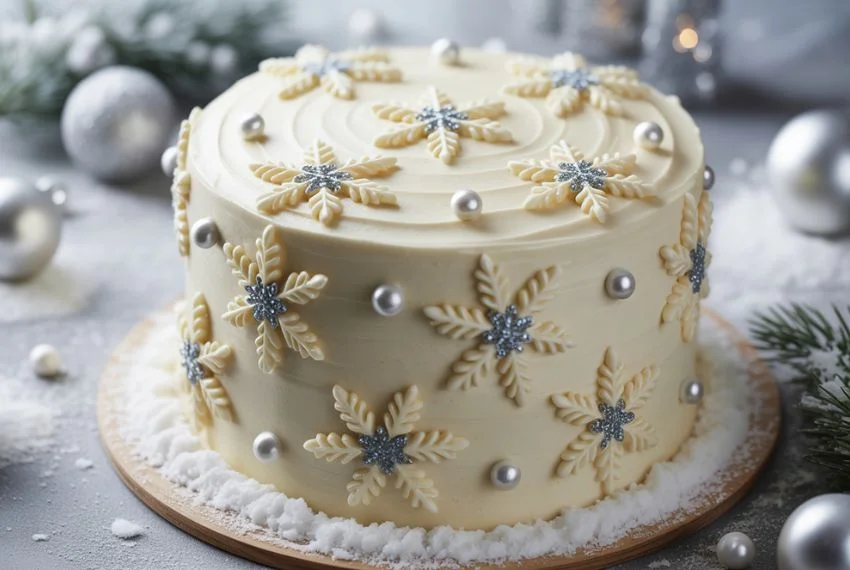 Classic Vanilla Snowflake Cake