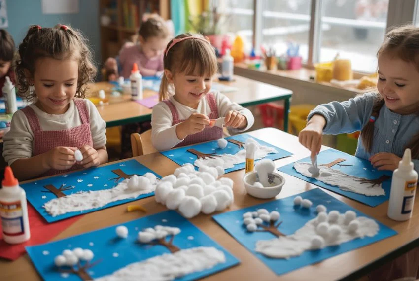 Cotton Ball Snow Art Activities