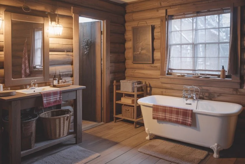 Cozy Winter Cabin Bathroom