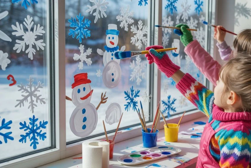 DIY Winter Window Painting for Kids’ Creativity