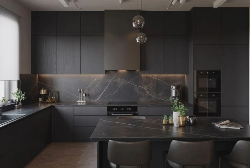 Dark Countertops with Subtle Veining
