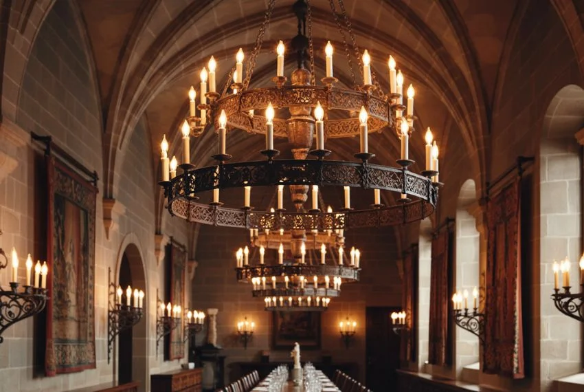 Dramatic Lighting With Chandeliers and Sconces