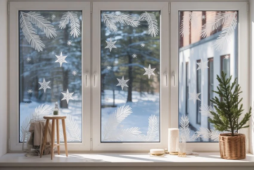 Elegant White-On-Glass Winter Designs