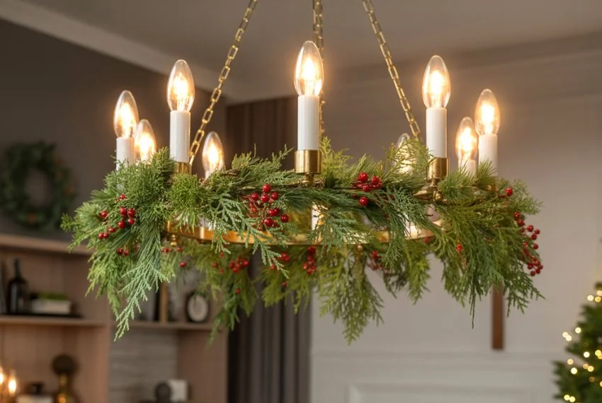 Festive Christmas Chandelier Decorating  (1)