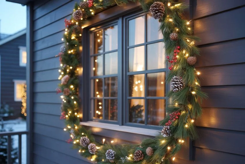 Frame Your Windows with Decorative Holiday Garlands