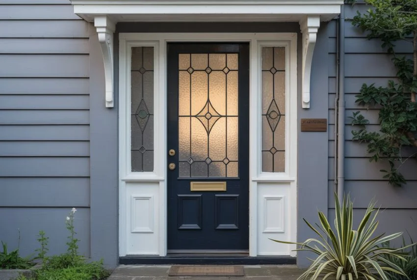 Frosted or Textured Stained Glass Front Door