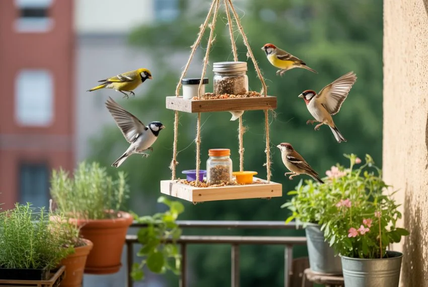 Hanging DIY Outdoor Bird Station for Small Spaces