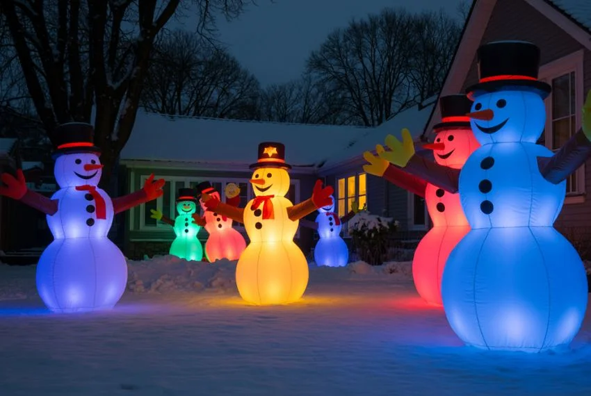 Inflatable or Light-Up Snowmen for Yards