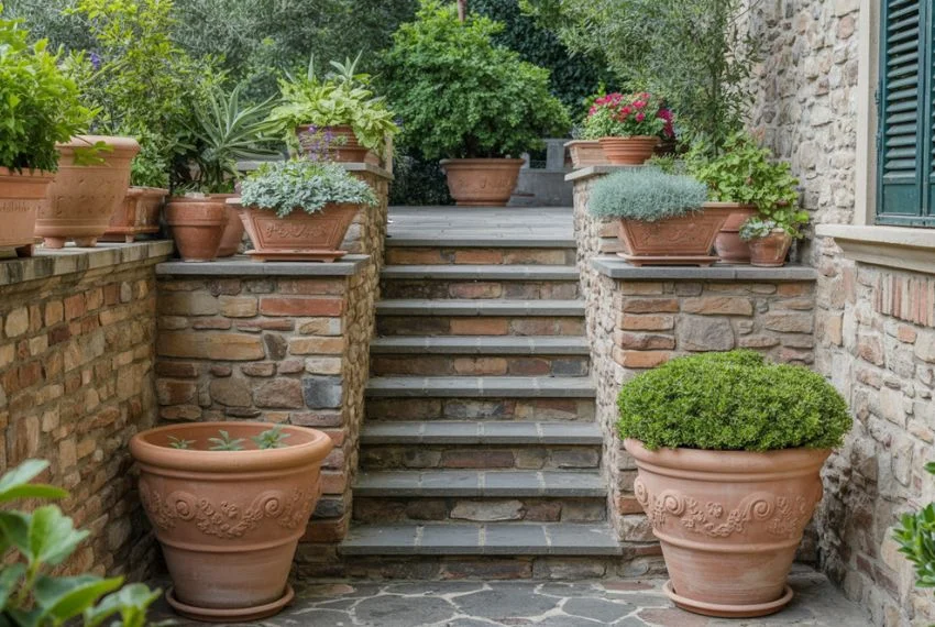 Italian Garden Ideas with Stone and Terracotta