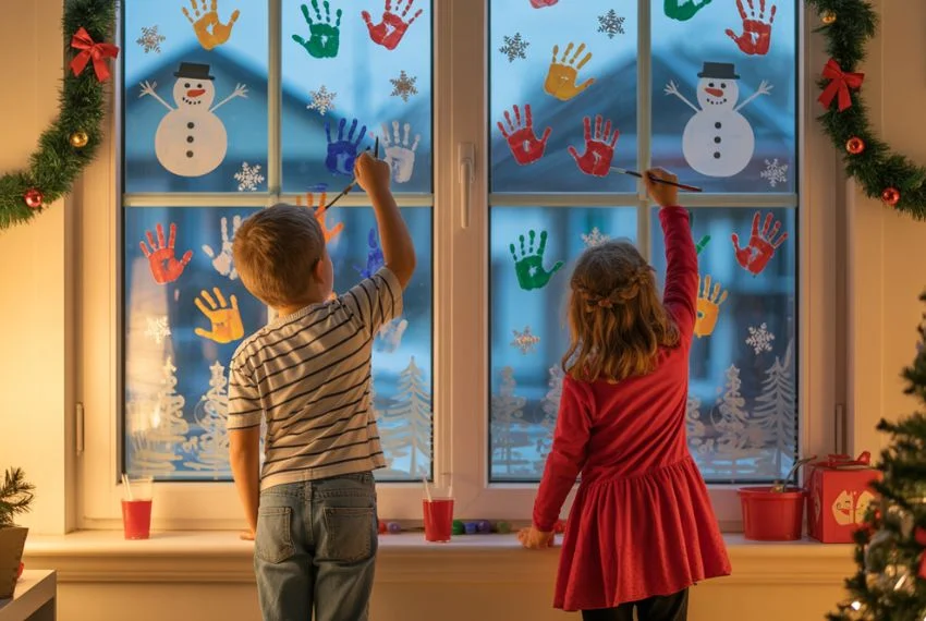 Kids Activities Using Christmas Window Painting