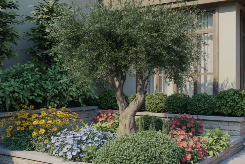 Layered Planting with Flower Beds