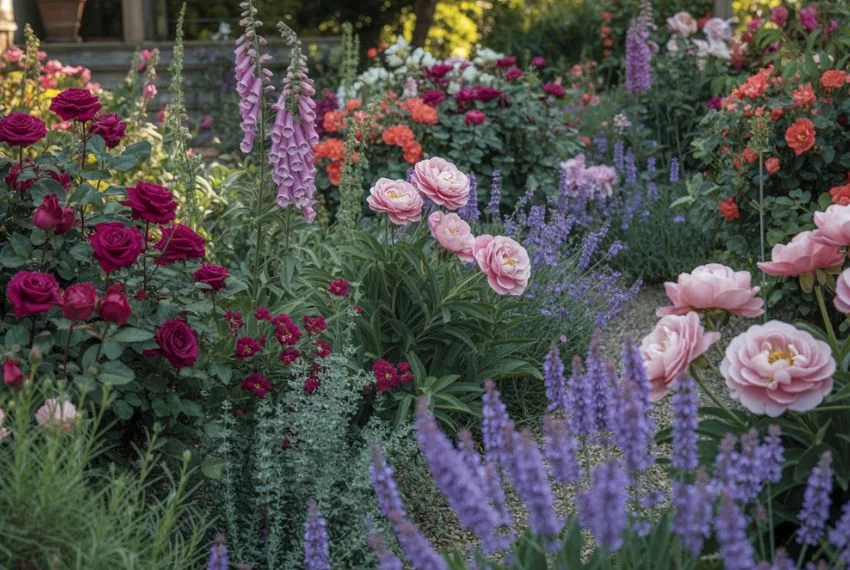 Lush Flower Beds Filled with Seasonal Blooms
