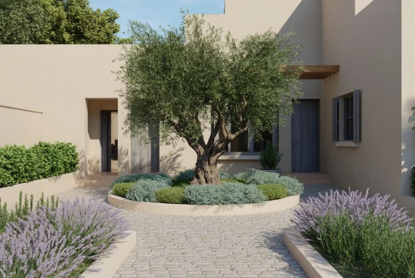 Mediterranean Elegance with Stone Pathways