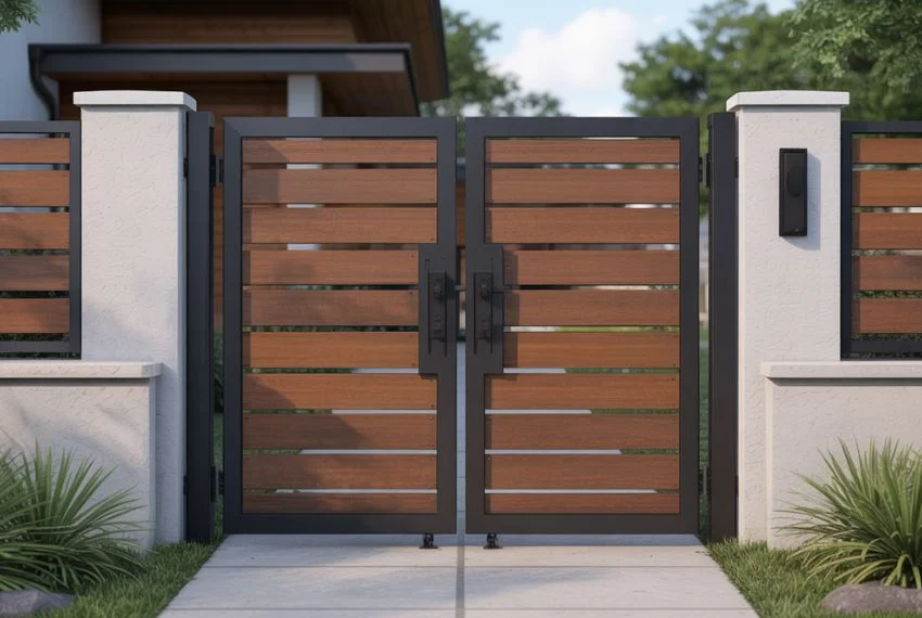 Metal Frame with Wood Infill Gate