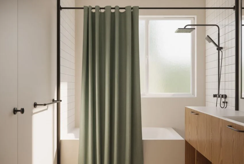 Minimalist Solid-Tone Shower Curtains