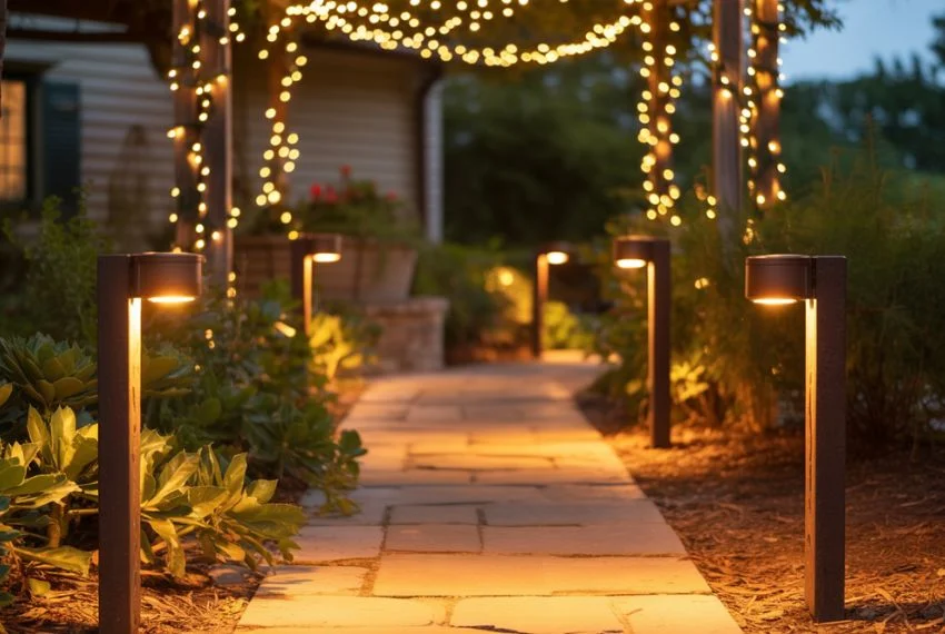 Minimalist outdoor Christmas lighting