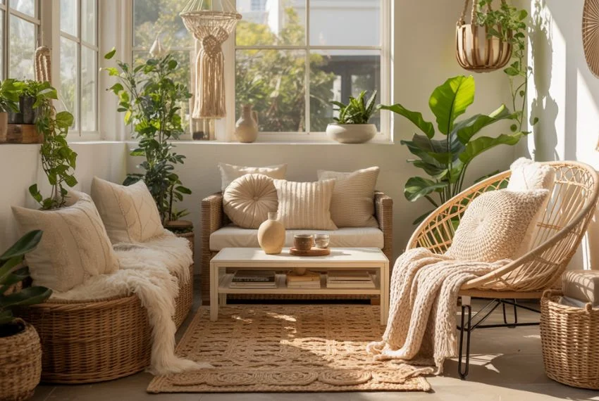 Modern Boho Small Sunroom