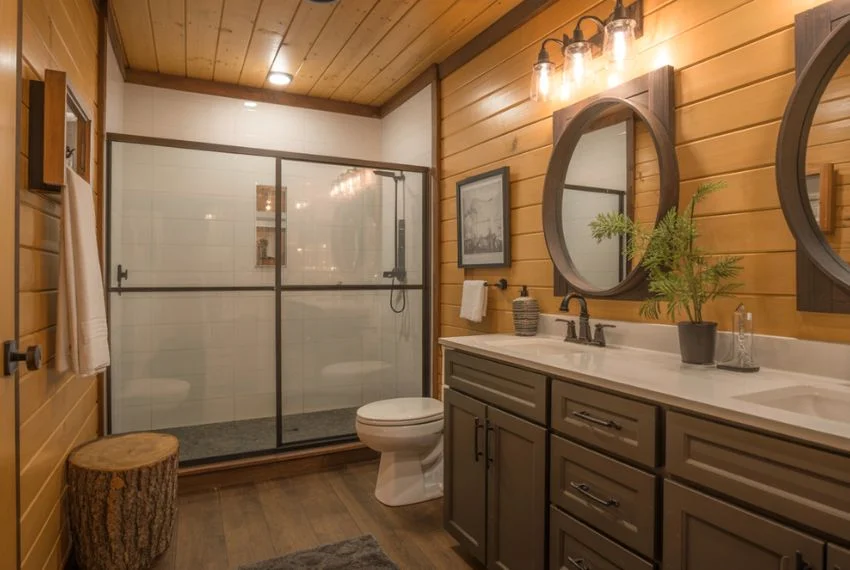 Modern Rustic Log Cabin Bathroom