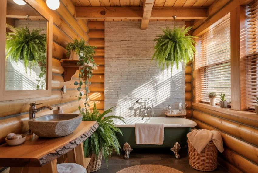 Nature-Inspired Cabin Bathroom