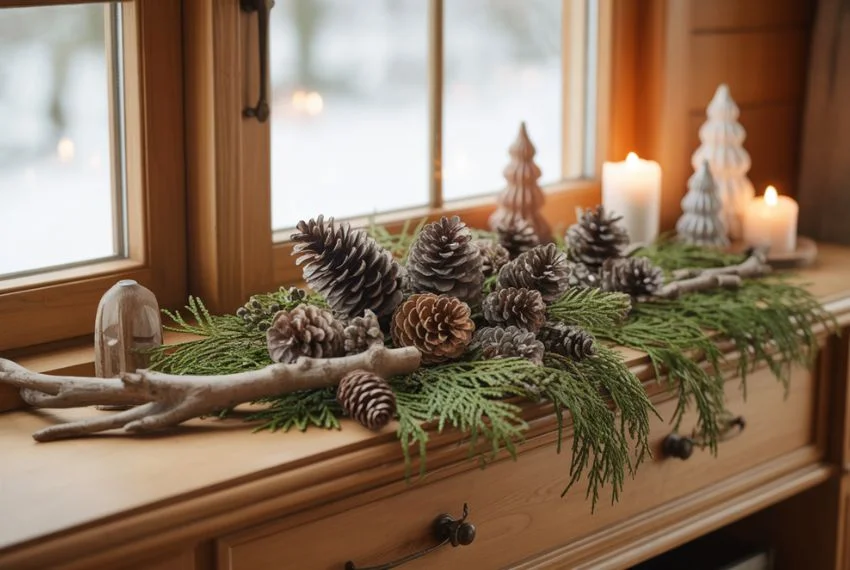 Nature-Inspired Touches Pinecones, Greenery & Wood Accents