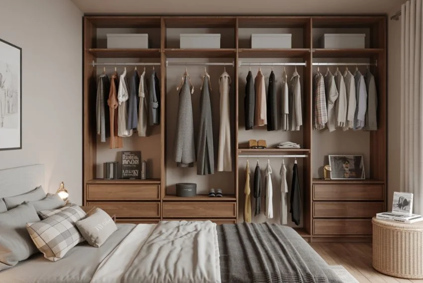 Open Wood Closet Ideas for Modern Bedrooms