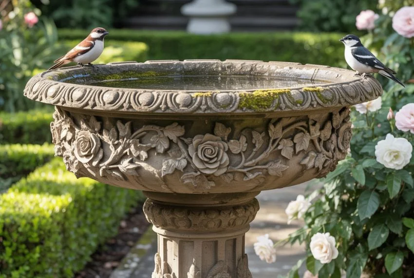 Ornate Victorian-Style Bird Bath