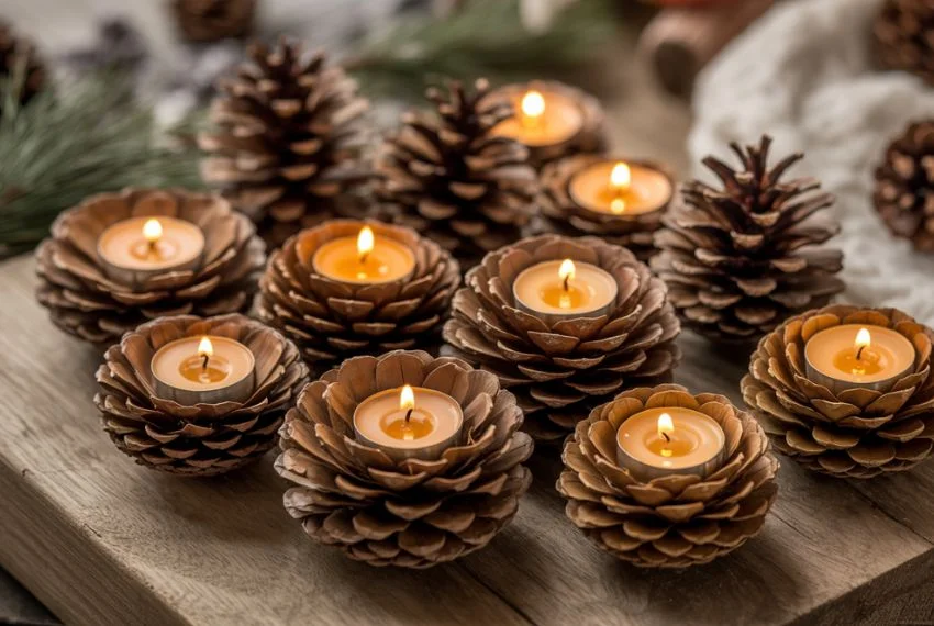 Pinecone Candle Holders