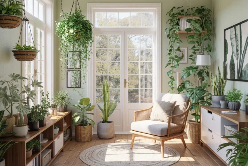 Plant-Filled Green Sunroom